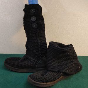 UGG AUSTRALIA CLASSIC CARDY KNIT BLACK TALL BOOTS